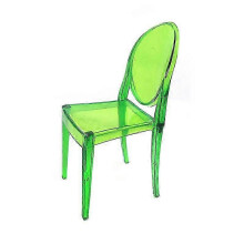 (Green) Mid-century Plastic Crystal Dining Chairs for 1:12 Dollhouse, Transparent Miniature Set of 2