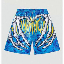 (Color-630, L) Spodenki sportowe do koszykówki American Casual Shorts dla mężczyzn, proste nogawki, nadruk, włókno octanowe