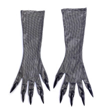 (Cats Claw Gloves) Rhinestone Cat Mask and Cat Paw Gloves Set, Plastic Glitter Adult Cosplay Accessory for Halloween Masquerade Night Club Events