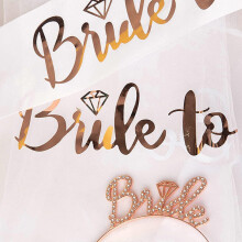 (three piece black ga) Bride to Be Set with Sash Veil Crown for Bridal Shower Bachelorette Party