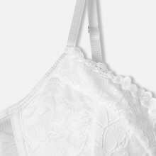 (Black, M) Body de encaje y malla para mujer, lencería cómoda y transpirable, color negro, talla XS.