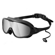 (Black Silver Plating) Swim Goggles, No Leaking, Wide View, Anti Fog, UV Protection, 180g, 3 Years Shelf Life, 1 Piece