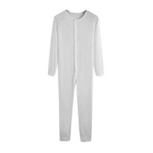 (White, 3XL) Herren-Einteiler-Nachtpyjama, Baumwollmischung, Größen S-3XL