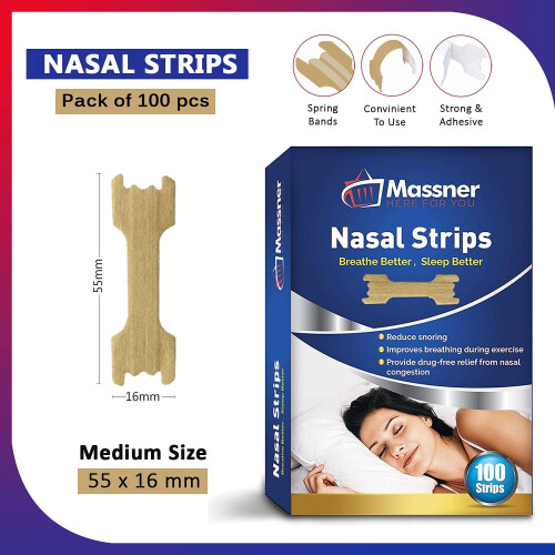 Massner Nasal Strips Medium 100 Pack Extra Strength Anti Snoring Nose Strips 1