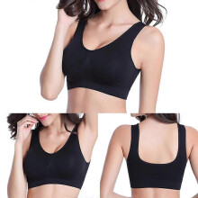 (WHITE, XXL) Biustonosz sportowy damski z dekoltem w serek, bez fiszbin, elastyczny, krótki top do jogi, fitness