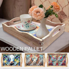 (30*20cm, A) DIY Wooden Painting Service Tray Sewing Embroidery Refreshments Crafts Hot J4