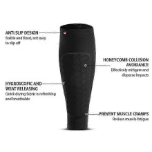 (Orange, L) Adult Ski Shin Guards Honeycomb Lined Calf Compression Knee Pads, Polyester M L XL for Cycling Basketball Sports Training Outdoor Workouts
