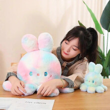 (Green, about 47-50cm) Fluffy Flip Double Side Reversible Bunny Octopus Plush Toy, Unisex PP Cotton Filled Stuffed Animal Doll