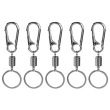 5X Sturdy Carabiner Key Chain Key Ring Polished Key Chain Spring Key Chain Business Waist Key Chain, Silver