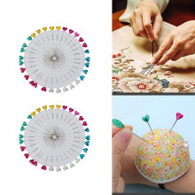 (120 colored discs) Épingles à coudre droites longues à tête colorée, multiformes, pour couture, travaux manuels et tableau en liège