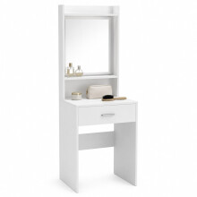 (Without Stool) White Dressing Table w/ Mirror Drawer and Stool