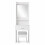 (Grey Stool) White Dressing Table w/ Mirror Drawer and Stool 1