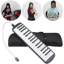 (Green) 32 Key Melodica Instrument, Soprano Air Piano Keyboard with Carrying Bag and Mouthpieces