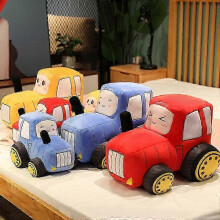 (Yellow, 30x45x30cm) Tractor and Excavator Plush Toy 30cm Soft Vehicle Pillow for Kids Cute Cartoon Car Design