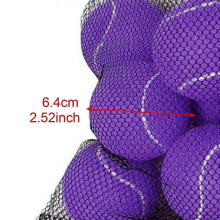 (Purple, 6.4cm) 12 piłek tenisowych do treningu, do użytku w pomieszczeniach, średnica 6,4 cm, w woreczku ze ściągaczem