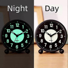 (Battery, Pink) 2026 Hot!! 4.5 Inch Glow-in-the-Dark Alarm Clock - Non-Ticking Silent Sweep, Large Readable Numbers, Compact Retro Bedside Clock