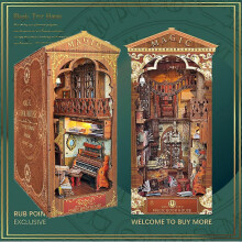 (SL05) DIY Wooden Magic House Book Nook Shelf Insert Kit, Japanese Architecture Style Miniature Church Model