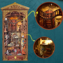 (SQ01) DIY Wooden Magic House Book Nook Shelf Insert Kit, Japanese Architecture Style Miniature Church Model