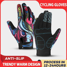 (A pair, M) Cycling Gloves Full Finger Shockproof Winter Warm for Men Women MTB Bicycle