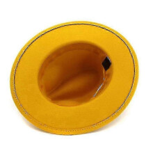 (yellow) Chapeau Fedora en feutre de laine pour femmes et hommes, style vintage à larges bords, taille ajustable