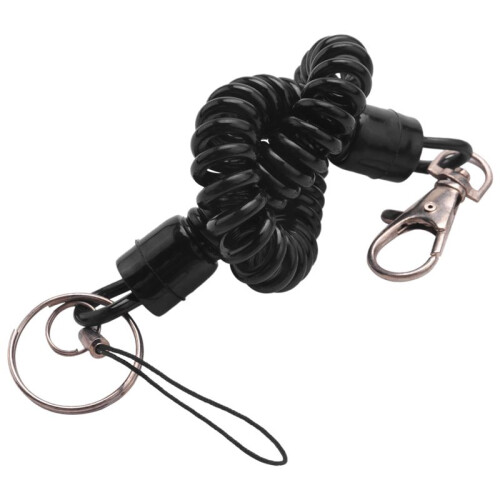10X Lobster Clasp Black Spring Stretchy Coil Cord Strap Keychain Key Chain Rope 2