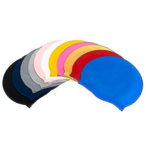 (grey) Silicone Swimming Cap for Adults, Solid Colour, Waterproof Ear Wrapping, Soft Non-Strangulating, Lightweight Hydrodynamic Design 2