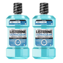 Listerine Ultraclean Intense Antiseptic Mouthwash + Whitening Protection*, Everfresh Technology to Help Fight Bad Breath, Intense Mint, 1L, Pack of 2