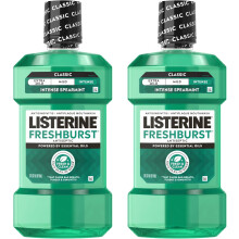 Listerine Freshburst Intense Antiseptic Mouthwash for Bad Breath, Kills 99.9% of Germs that Cause Bad Breath, Mouthwash, Convenience Pack, 2 x 1 L