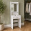 (Without Stool) White Dressing Table w/ Mirror Drawer and Stool 4