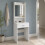 (Without Stool) White Dressing Table w/ Mirror Drawer and Stool 5