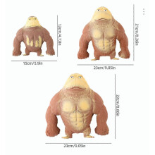 (Grey, 12*12m) Gorilla stressverlichtend speeltje, rekbaar en zacht, gemaakt van TPR-materiaal, 15 cm x 23 cm, bruin, grijs, blauw
