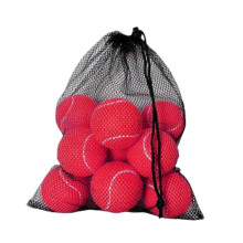 (Red, 6.4cm) 12 piłek tenisowych do treningu w woreczku ze ściągaczem, guma i filc, średnica 6,4 cm
