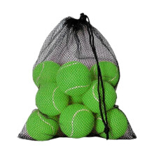(Green, 6.4cm) 12 piłek tenisowych do treningu w woreczku ze ściągaczem, guma i filc, średnica 6,4 cm