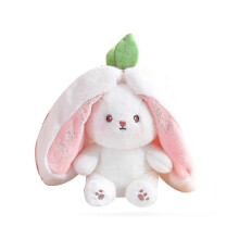 (strawberry 1) Pluche konijntje met worteloren, zacht PP-katoen, verkrijgbaar in de maten 18 cm, 25 cm en 35 cm.
