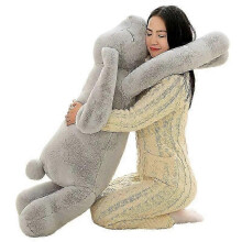 (Grey bunny, about 90cm) Gigantische pluche konijnenknuffel 90-120 cm, knuffelkussen met lange oren en PP-katoenvulling.