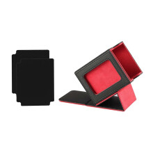 (Black Red) Aufbewahrungsbox für Sammelkarten aus PU-Leder mit Trennwänden und Sichtfenster zur Präsentation Ihrer Sammelkarten