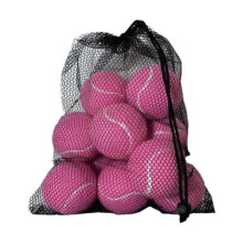 (Pink, 6.4cm) 12 piłek tenisowych do treningu w woreczku ze ściągaczem, guma i filc, średnica 6,4 cm