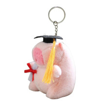 (Pink) Capybara pluche speelgoed sleutelhanger met afstudeerthema, 15 cm, capybara-vormige hanger, knuffeldecoratie
