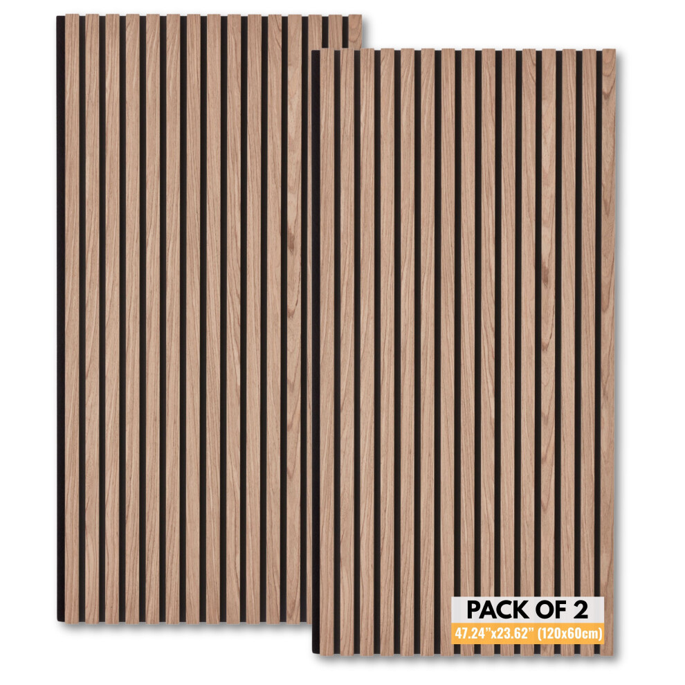 (120 X 60, 2) Slat Wooden Acoustic Wall Panels Mdf Wood Panels With Felt Backing - Decorative Sound Absorbing Wall Cladding Home Interiors & Studios 5061064154967