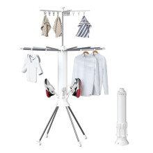 Oak & Tea Clothes Airer, 3 Tier Foldable Clothes Drying Horse, Heavy Duty 4-Legged Clothes Rack with 16 Drying Arms and 20 Clips & 6 Shoe Racks,