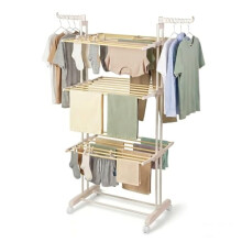 Todeco Harmony Collection 3 Tier Indoor Clothes Airer, Wood Effect Tubes with Swivel Wings, Ivory Latte Frame, Harmony Collection Folding Clothes