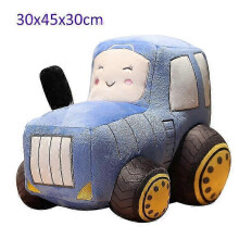 (Blue, 30x45x30cm) Pluche speelgoed tractor en graafmachine, zacht voertuigkussen voor kinderen, 30 cm