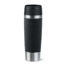 Tefal Travel Mug Classic Black 0.5L, Comfort Screw Lid, Quick Press, Soft-Touch Sleeve, Travel-Ready, Reusable, 100% Leak-Proof, Keeps Drinks Cold (12