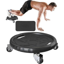 (black) Rueda de ejercicios abdominales con rodamientos silenciosos, capacidad de carga 150 kg, para fitness en casa con almohadilla para rodillas