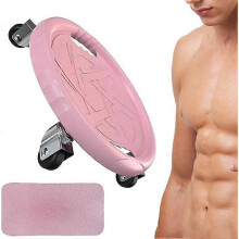 (pink) Rueda de ejercicios abdominales con rodamientos silenciosos, capacidad de carga 150 kg, para fitness en casa con almohadilla para rodillas