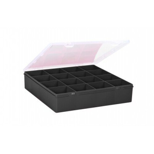 Wham Wham 23225 Storage Box 16 Compartments Plastic Assorted Box 29 x 30 x 6.5 cm Graphite/Clear