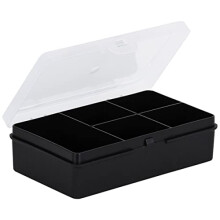 Wham 5 Division 1.01 14.5cm Plastic Organiser Storage Box Black Clear Lid