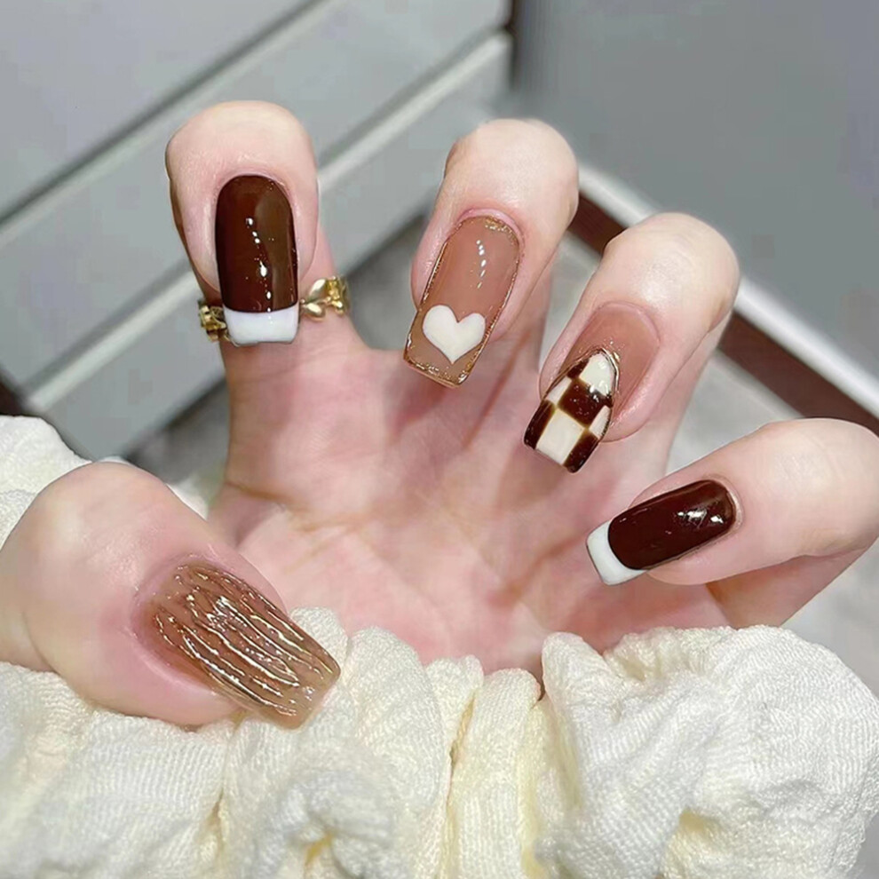 Zhouq-Outdoors Eco-Friendly Chocolate Fake Nails For Women & Girls