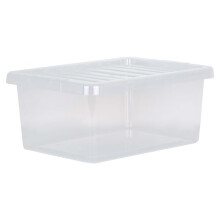 Wham Crystal 1x 14L Plastic Storage Boxes with Lids Clear Transparent. Small Size, Strong (Pack of 1, 14 Litre). Made in the UK