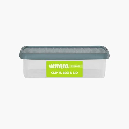 Wham Wham Clip 7L Rectangular Stackable Plastic Storage Box with Lid | Ideal for Home, Office, Toys & More | Storage Container with Clip Lock | Made in UK